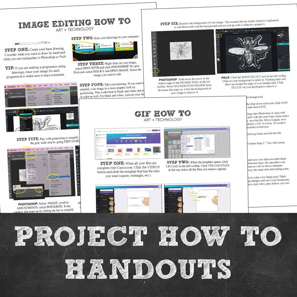 Middle, High School Art, Technology Project: GIF Lesson Using Canva, Pixlr, PSD
