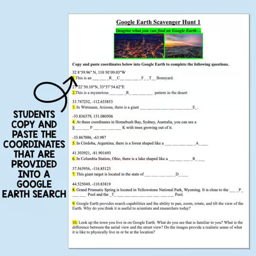 World Geography Scavenger Hunt Worksheets Google Earth Exploration