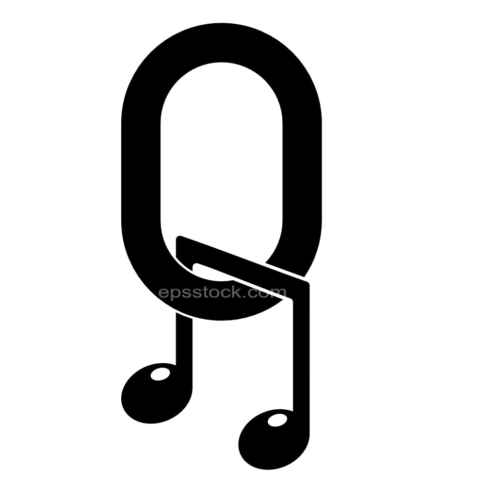 letter Q in note shape