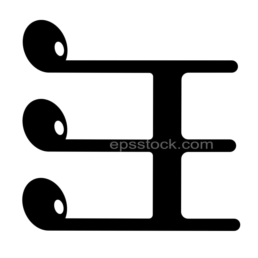 letter E in note shape
