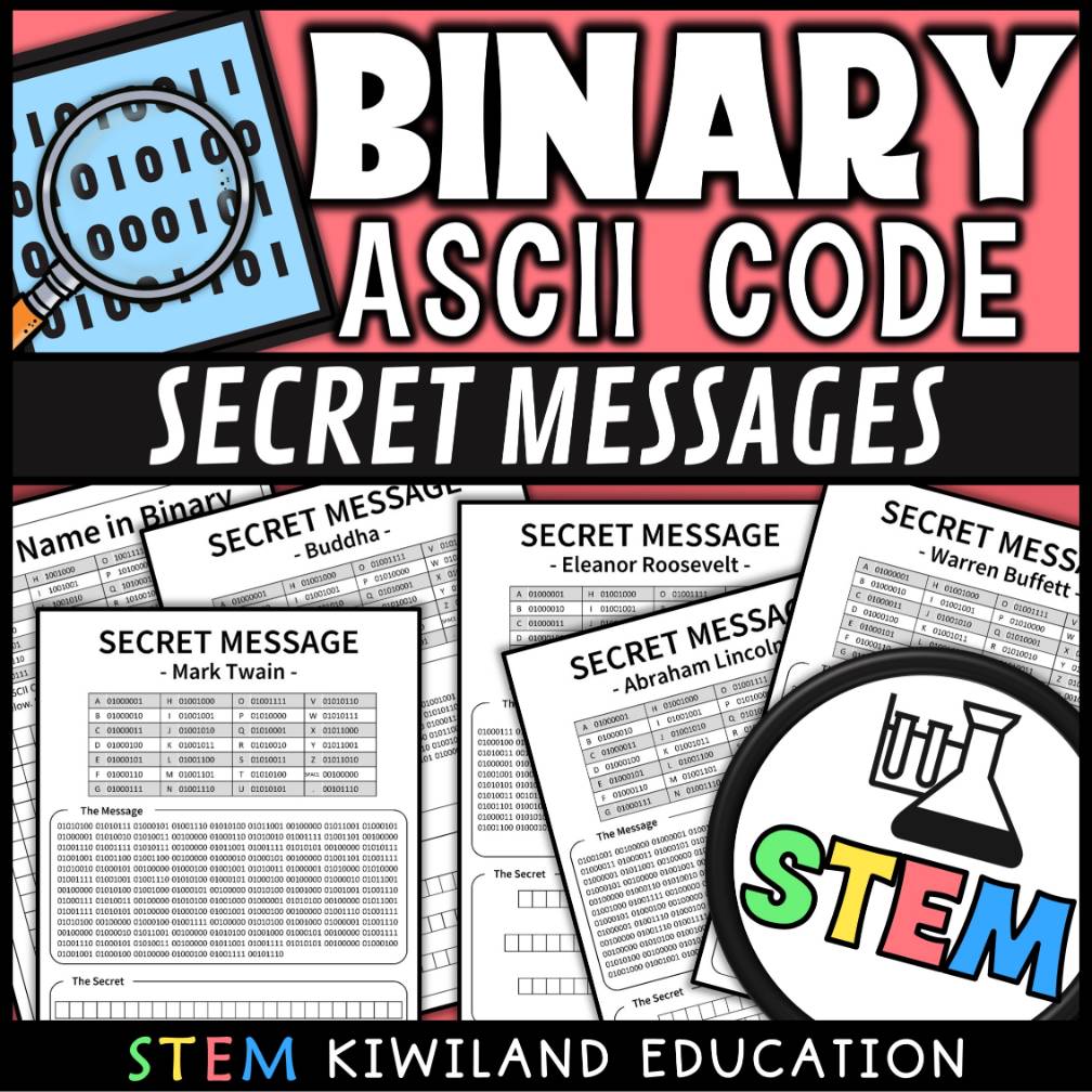 Binary Code Worksheets Unplugged Secret Codes Famous Quotes Ascii