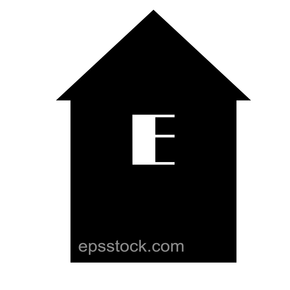 letter E in house shape