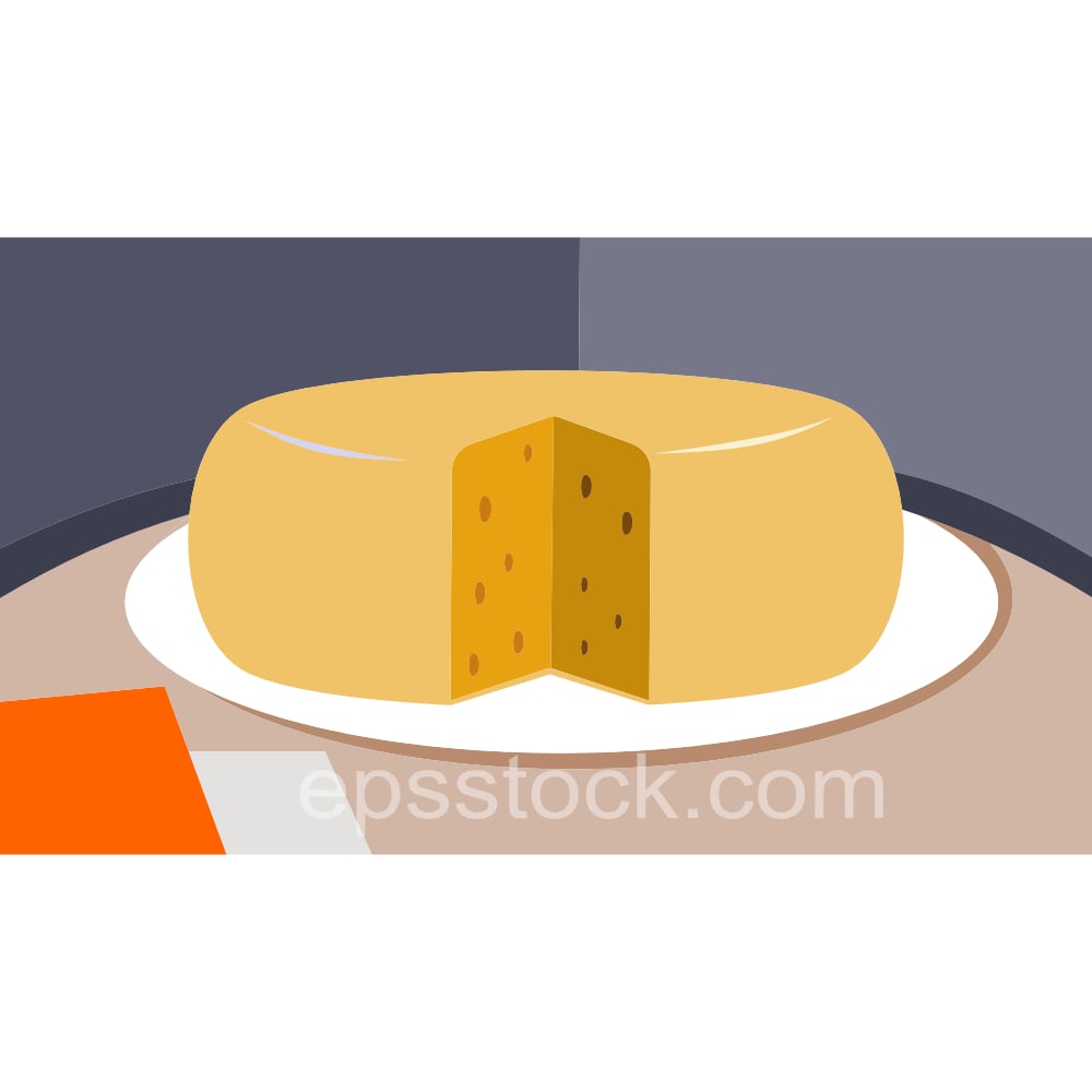 Round cheese on table