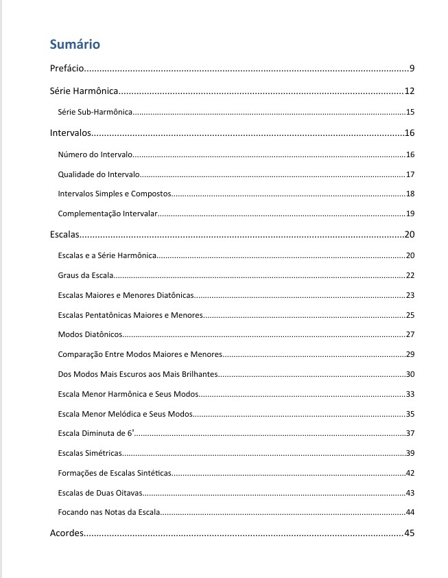 Beyond Music Theory - Manual de Referência - Sumário 1