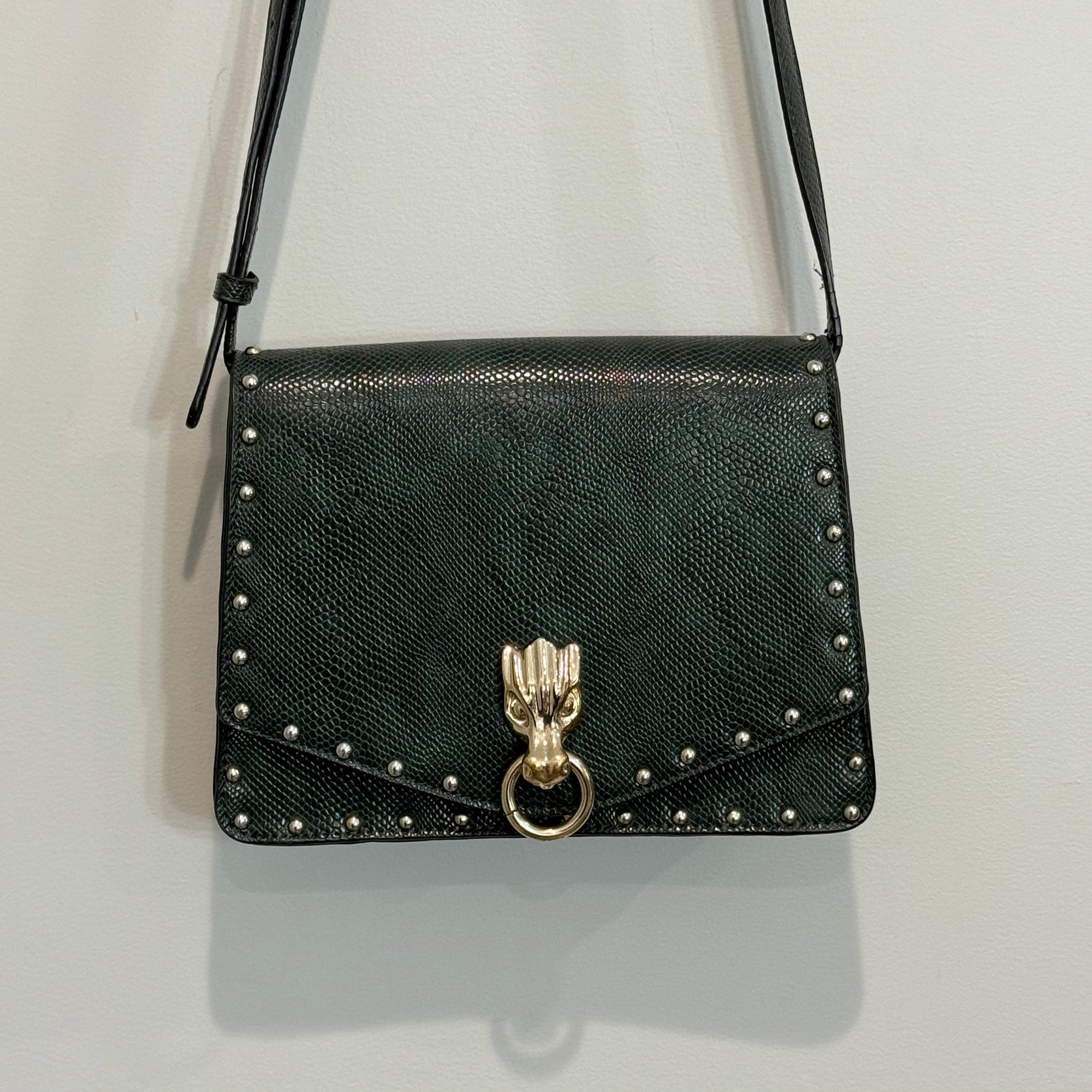 Unbranded Dragon dark green snake embossed faux leather shoulder or ...