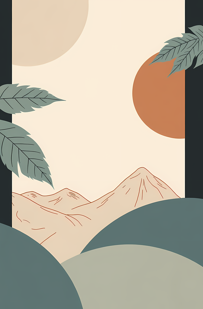 Earthy Sunrise Landscape Art Bundle - Warm Tones, Nature-Inspired Designs. Featuring stunning landscapes, mountains, and sunsets in a palette of warm earth tones, these artworks create a calm and sophisticated atmosphere in any room. Inspired by Bohemian 