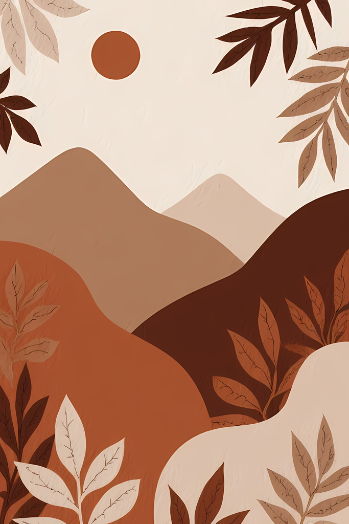 Earthy Sunrise Landscape Art Bundle - Warm Tones, Nature-Inspired Designs. Featuring stunning landscapes, mountains, and sunsets in a palette of warm earth tones, these artworks create a calm and sophisticated atmosphere in any room. Inspired by Bohemian 