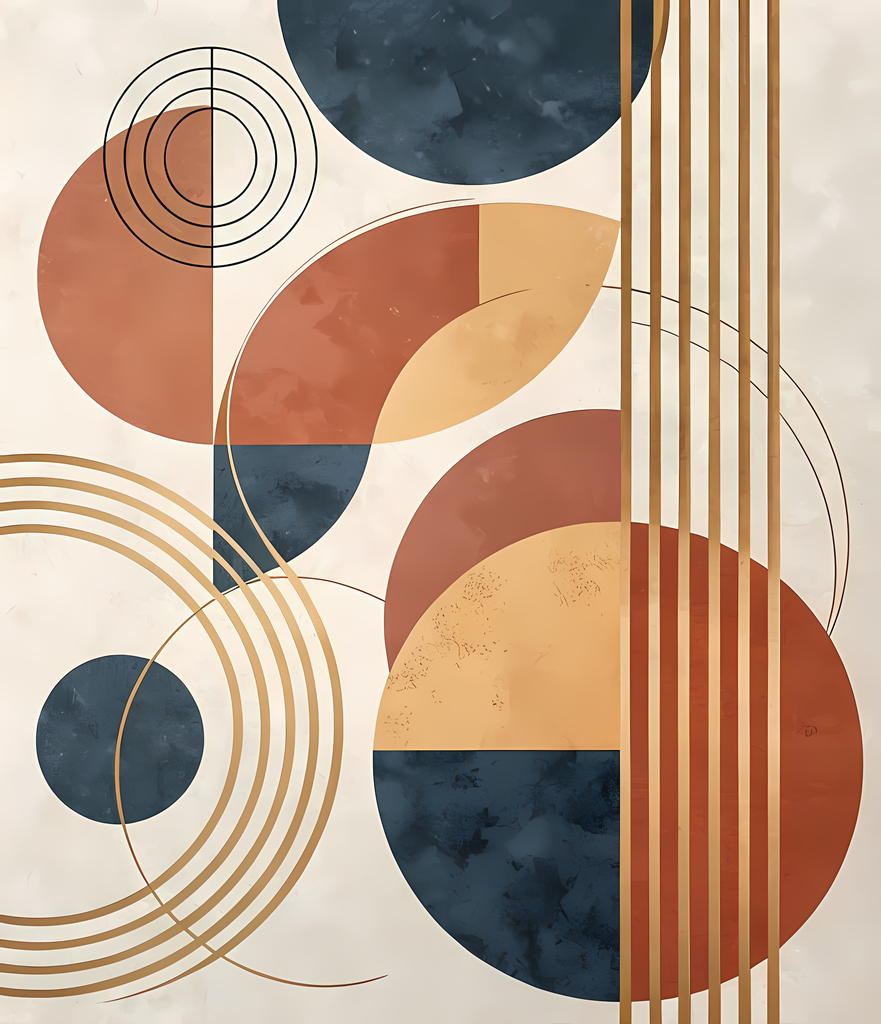 Geometric Boho Abstract Art Bundle - Warm Tones, Modern Shapes. A stunning Geometric Boho Abstract Art Bundle, featuring a harmonious blend of bold shapes, warm tones, and minimalist design. The collection showcases intricate circles, lines, and geometric