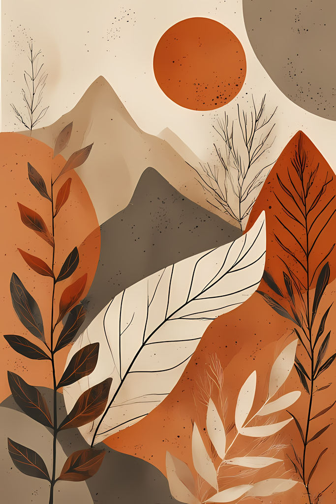 Warm Boho Desert and Sun Art Bundle - Earthy Tones and Nature-Inspired Designs. This collection of digital prints features earthy tones, soft sunsets, and playful rainbows inspired by desert landscapes and the beauty of the natural world. Each design comb