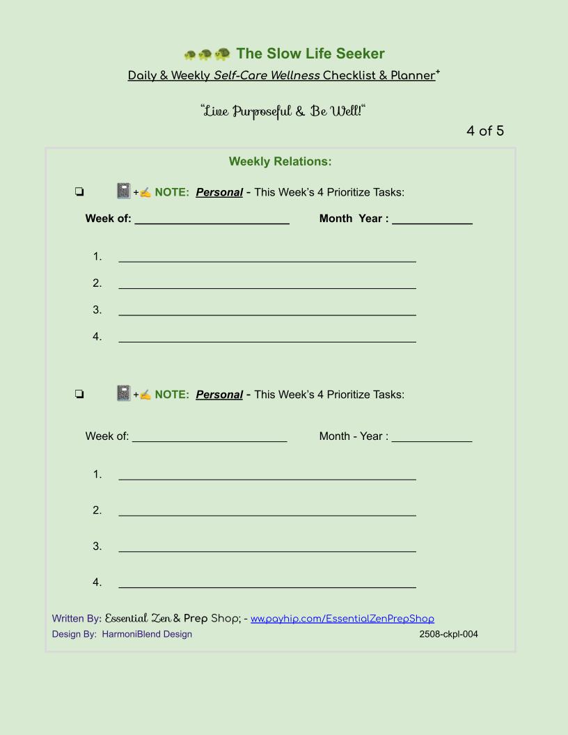 Checklist and planner