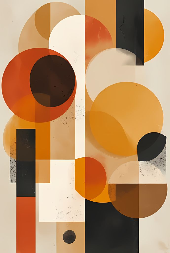 Discover a captivating mix of bold, modern geometric shapes and abstract forms with this striking digital art bundle. This collection features a vibrant combination of angular lines, circular motifs, and dynamic patterns, all rendered in rich, earthy hues