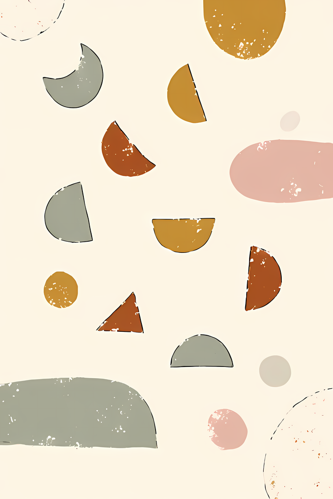 Boho Abstract Geometric Art Collection. Brighten up your projects with this vibrant and playful art bundle that blends organic shapes, retro-inspired patterns, and warm earthy tones. This collection features 24 unique digital designs, with a balance of wh