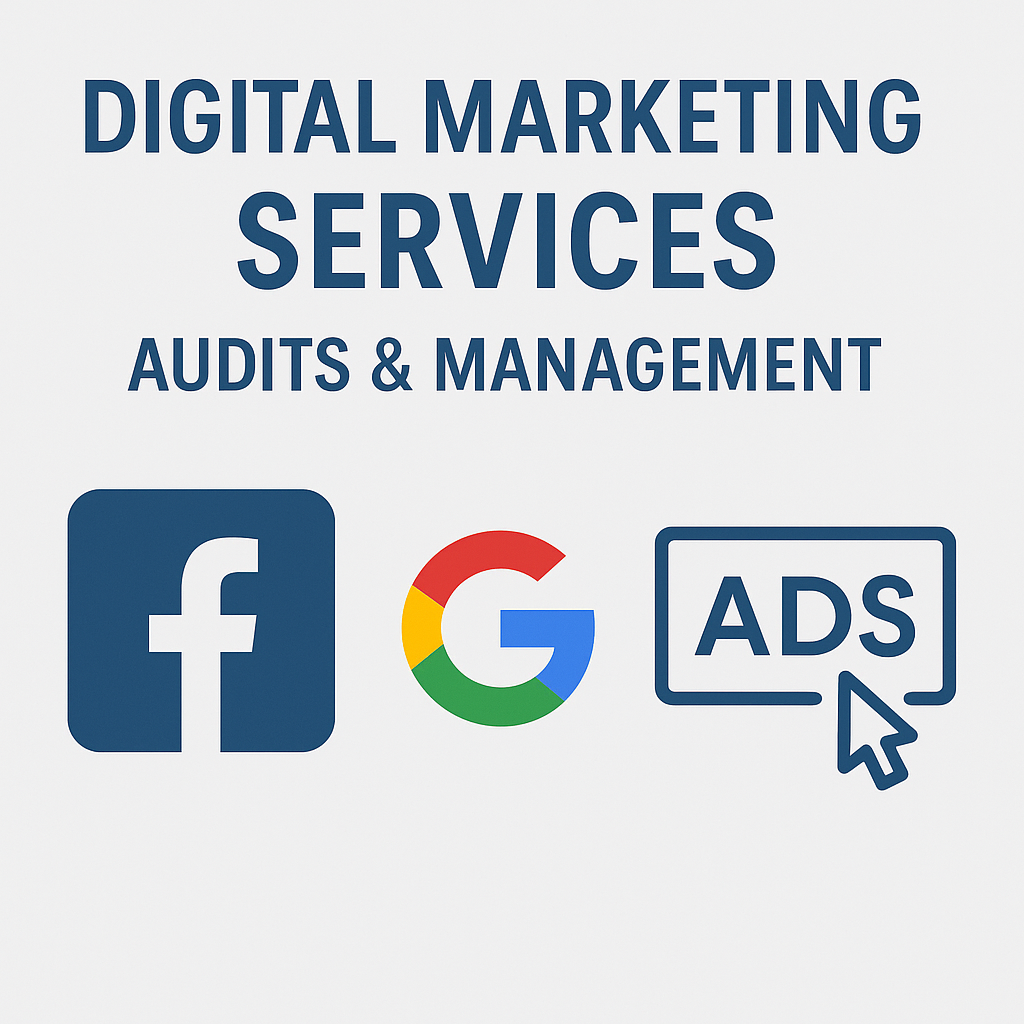 Digital ads audit image showing Facebook and Google analysis results.