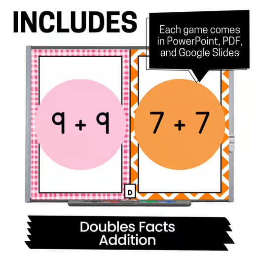 Doubles Facts Game Doubles Addition Poster and Game #secondtononesale