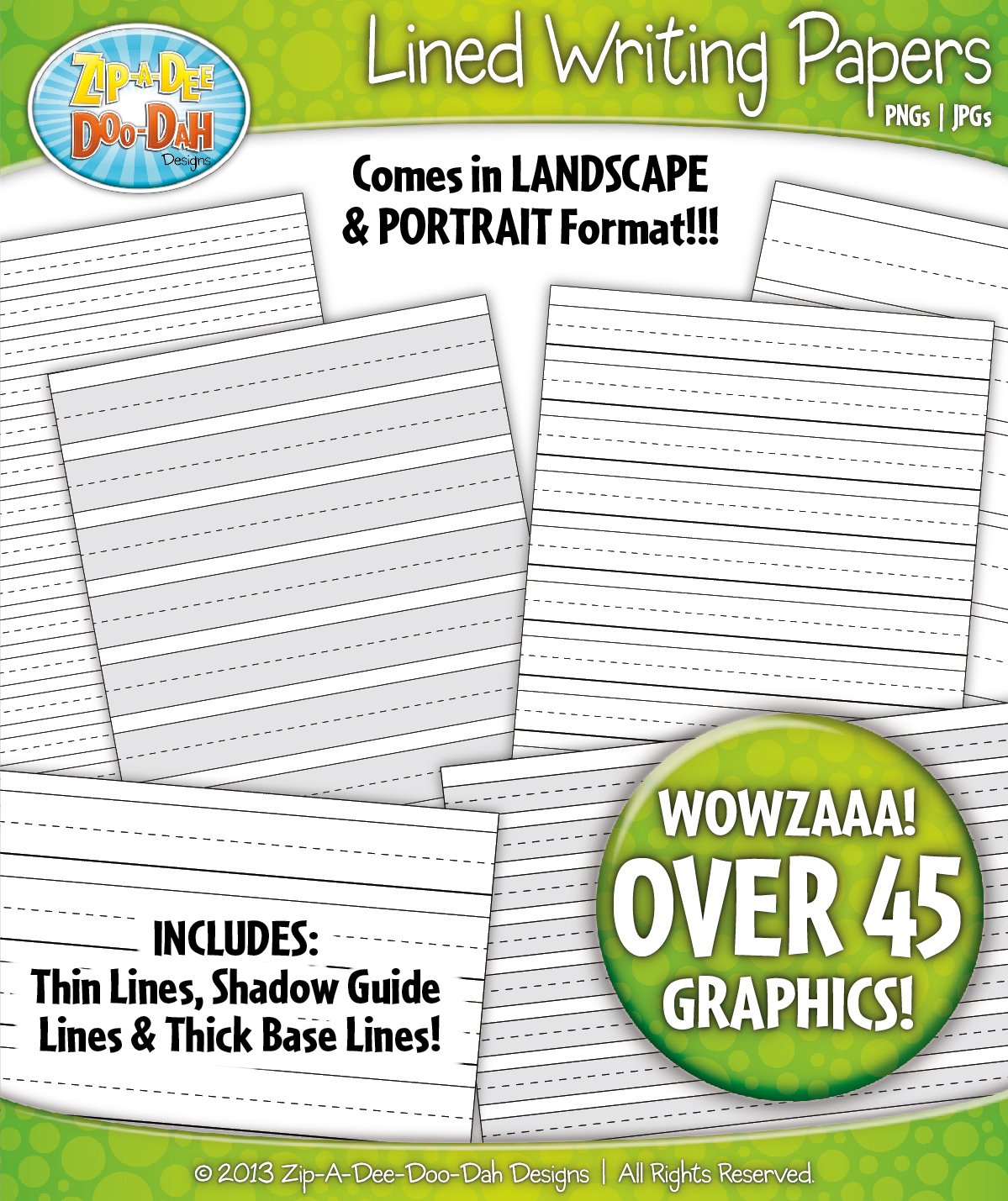Lined Writing Papers Clipart {Zip-A-Dee-Doo-Dah Designs}