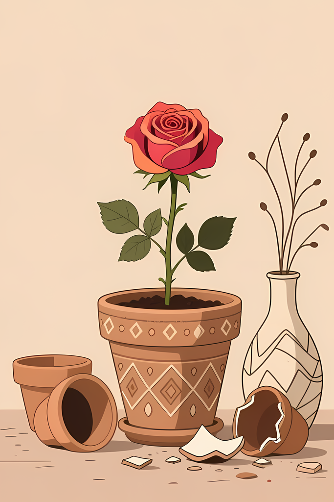 Bohemian Rustic Floral Vase Art Bundle | Roses, Daisies & Thistle Art Collection. Add warmth and timeless charm to your creative projects with this bohemian rustic floral art bundle. Featuring roses, daisies, and thistles arranged in earthy clay vases and