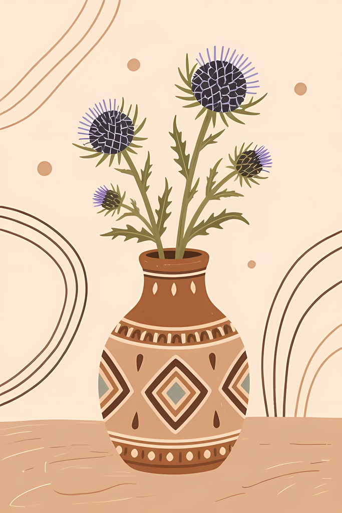 Bohemian Rustic Floral Vase Art Bundle | Roses, Daisies & Thistle Art Collection. Add warmth and timeless charm to your creative projects with this bohemian rustic floral art bundle. Featuring roses, daisies, and thistles arranged in earthy clay vases and