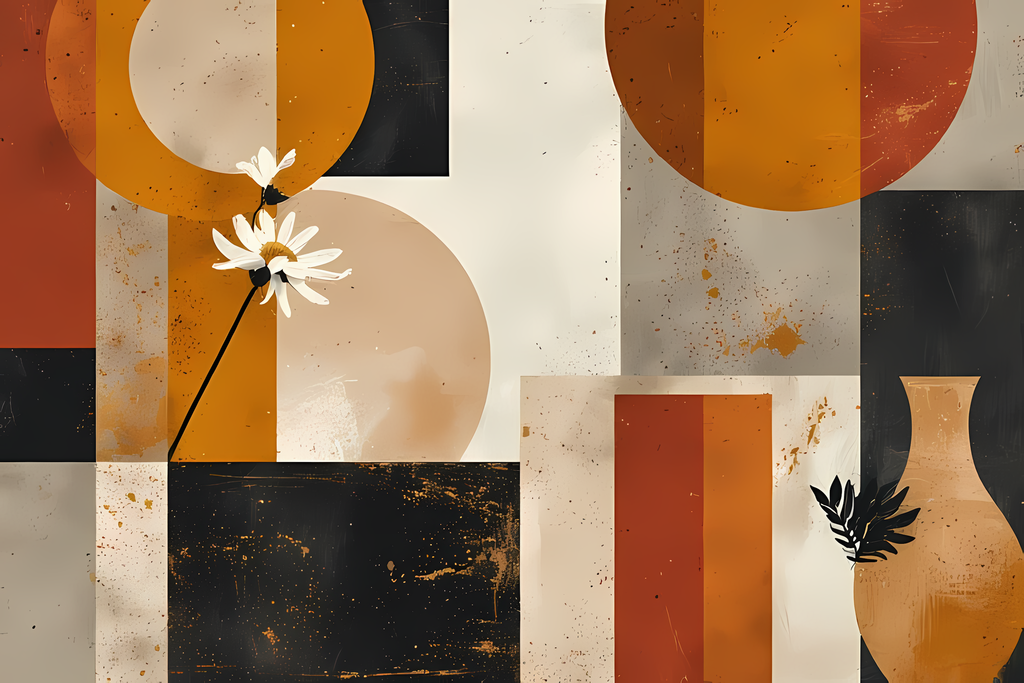 Bring timeless elegance to your creative projects with this mid-century modern Boho-inspired abstract art bundle. Featuring a harmonious blend of geometric shapes, minimalist vases, and delicate florals, this collection offers a warm palette of terracotta