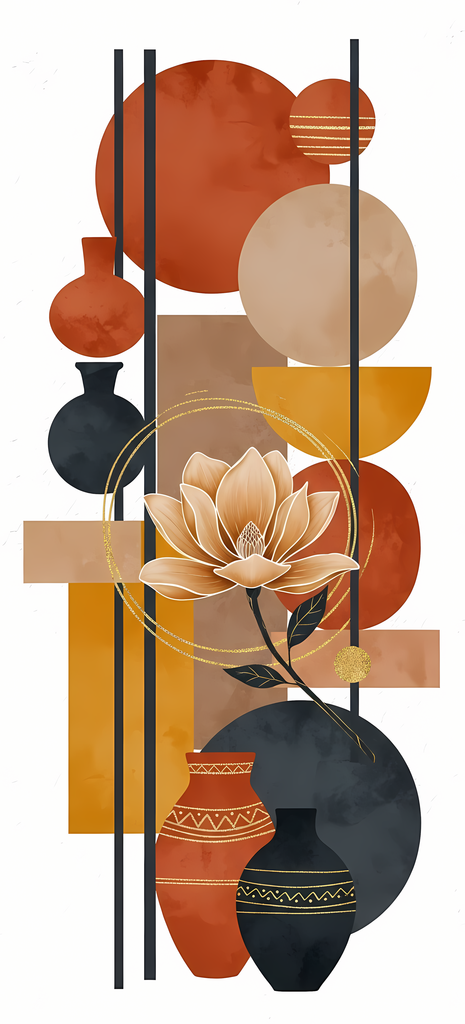 Retro Geometric Botanical Collection | Mid-Century Abstract Florals & Shapes for Wall Art & Design. Bring timeless charm to your creative projects with this Mid-Century Modern Abstract Floral Art Bundle. These high-resolution PNG designs combine retro geo