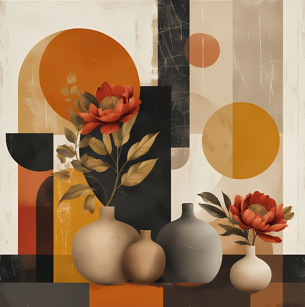 Retro Geometric Botanical Collection | Mid-Century Abstract Florals & Shapes for Wall Art & Design. Bring timeless charm to your creative projects with this Mid-Century Modern Abstract Floral Art Bundle. These high-resolution PNG designs combine retro geo