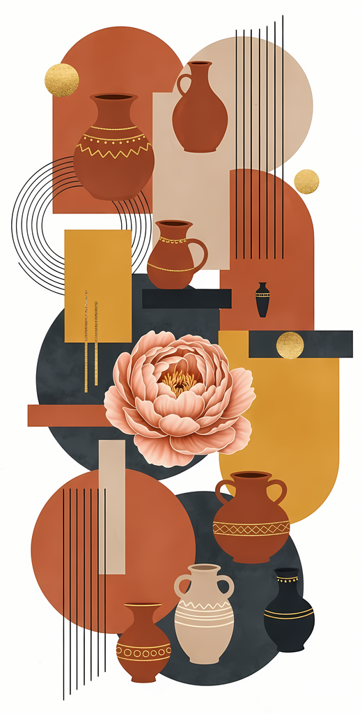 Retro Geometric Botanical Collection | Mid-Century Abstract Florals & Shapes for Wall Art & Design. Bring timeless charm to your creative projects with this Mid-Century Modern Abstract Floral Art Bundle. These high-resolution PNG designs combine retro geo