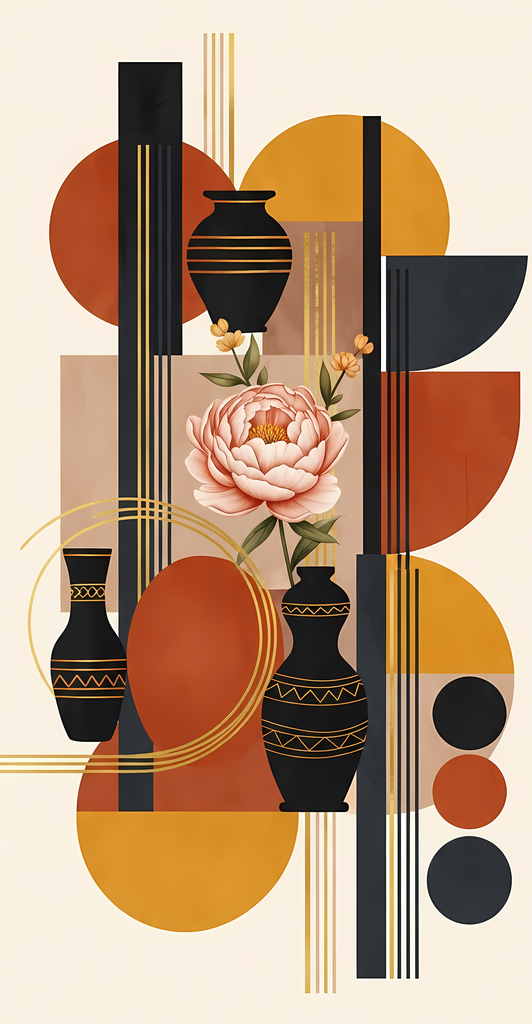 Retro Geometric Botanical Collection | Mid-Century Abstract Florals & Shapes for Wall Art & Design. Bring timeless charm to your creative projects with this Mid-Century Modern Abstract Floral Art Bundle. These high-resolution PNG designs combine retro geo
