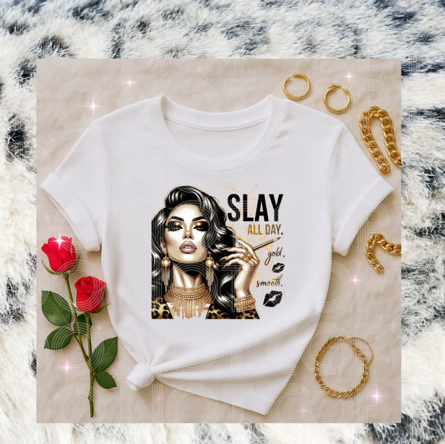 freebie friday  free png download  glam png design  slay all day png  gold glam clipart  digital download free  leopard print glam  fashion png free  printable design free  t-shirt design free