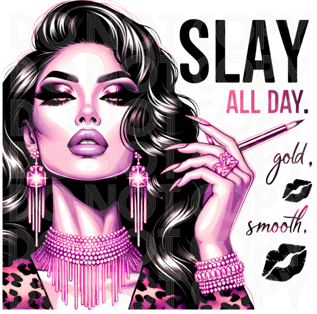 freebie friday  free png download  glam png design  slay all day png  gold glam clipart  digital download free  leopard print glam  fashion png free  printable design free  t-shirt design free