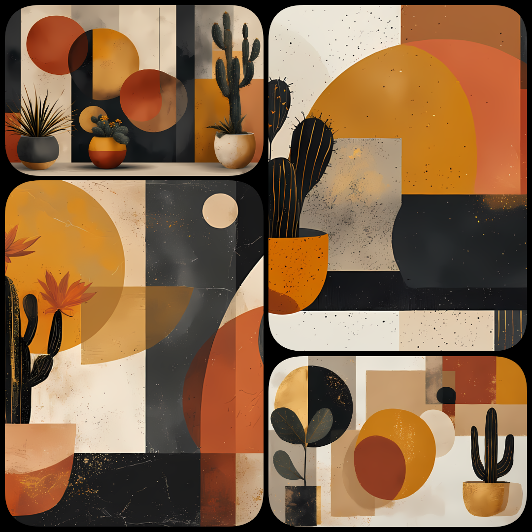 Mid-Century Modern Cactus & Succulent Art Bundle | Retro Geometric Abstract Wall Collection. Bring a fresh retro touch to your space or creative projects with this Mid-Century Modern Succulent & Cactus Art Bundle. These designs blend geometric abstraction