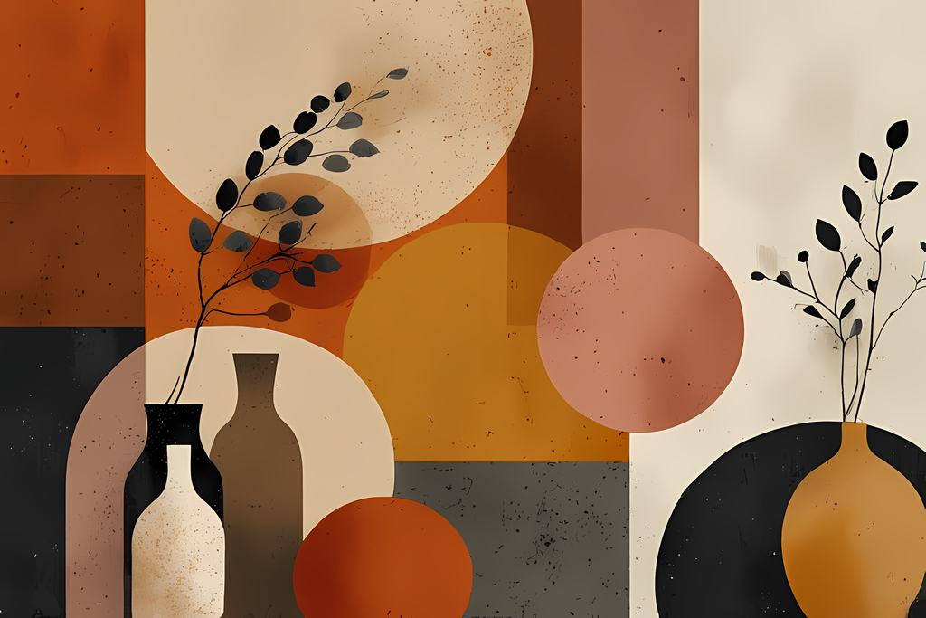 Brighten your creative projects with this Mid-Century Modern Sunflower & Vase Art Bundle, where bold geometric abstraction meets warm, organic florals. Each design combines retro-inspired shapes with sunflowers, foliage, and pottery vases, creating a perf