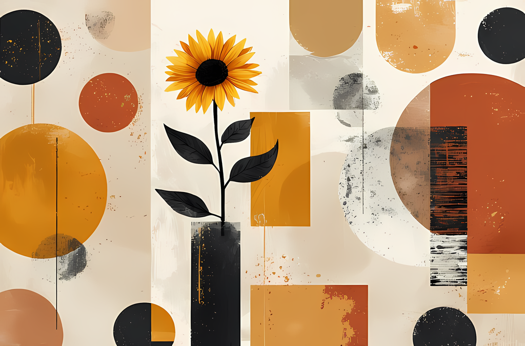 Brighten your creative projects with this Mid-Century Modern Sunflower & Vase Art Bundle, where bold geometric abstraction meets warm, organic florals. Each design combines retro-inspired shapes with sunflowers, foliage, and pottery vases, creating a perf