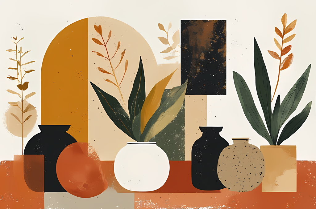 Brighten your creative projects with this Mid-Century Modern Sunflower & Vase Art Bundle, where bold geometric abstraction meets warm, organic florals. Each design combines retro-inspired shapes with sunflowers, foliage, and pottery vases, creating a perf