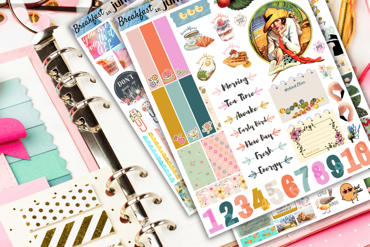 Breakfast in June PRINTABLE Planner Sticker Sheets - KRLC Studio