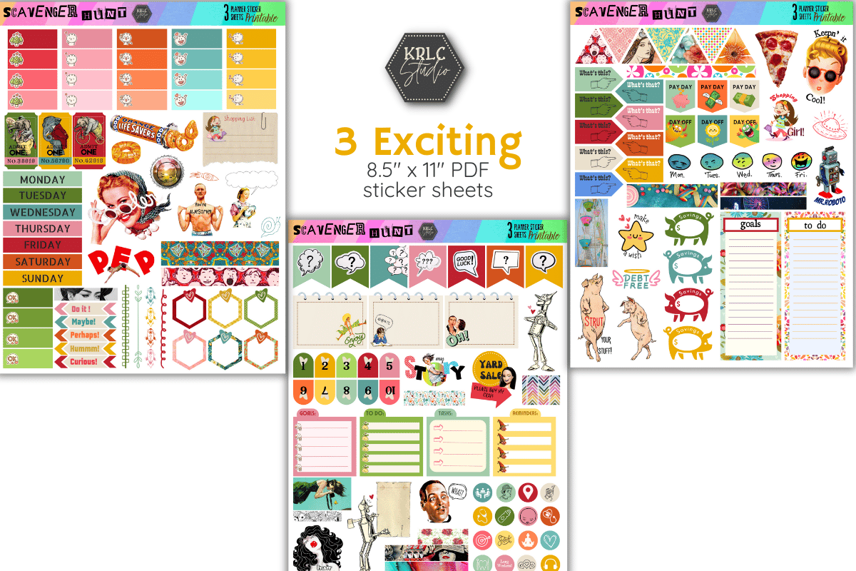 Scavenger Hunt PRINTABLE Planner Sticker Sheets
