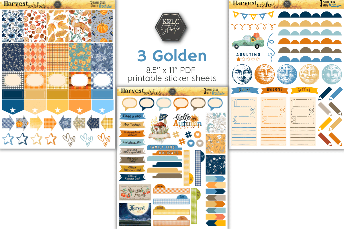 Harvest Wishes PRINTABLE Planner Sticker Sheets