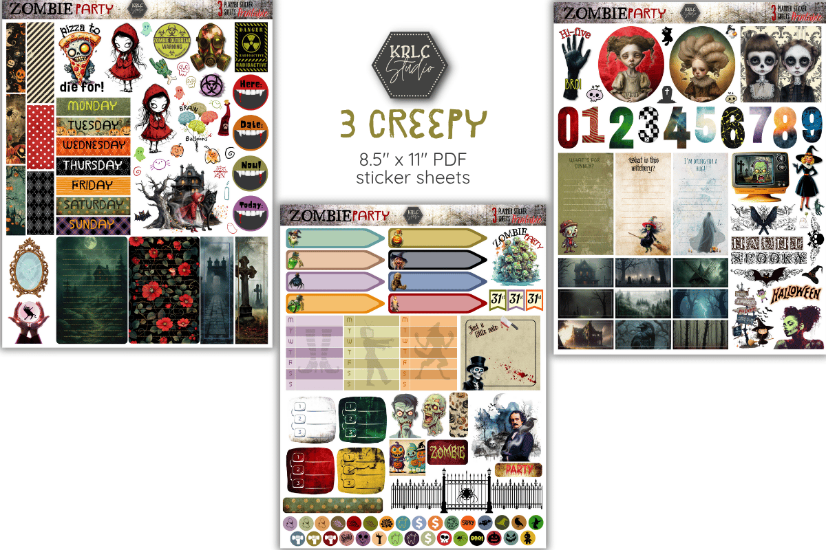 Zombie Party PRINTABLE Planner Sticker Sheets - KRLC Studio
