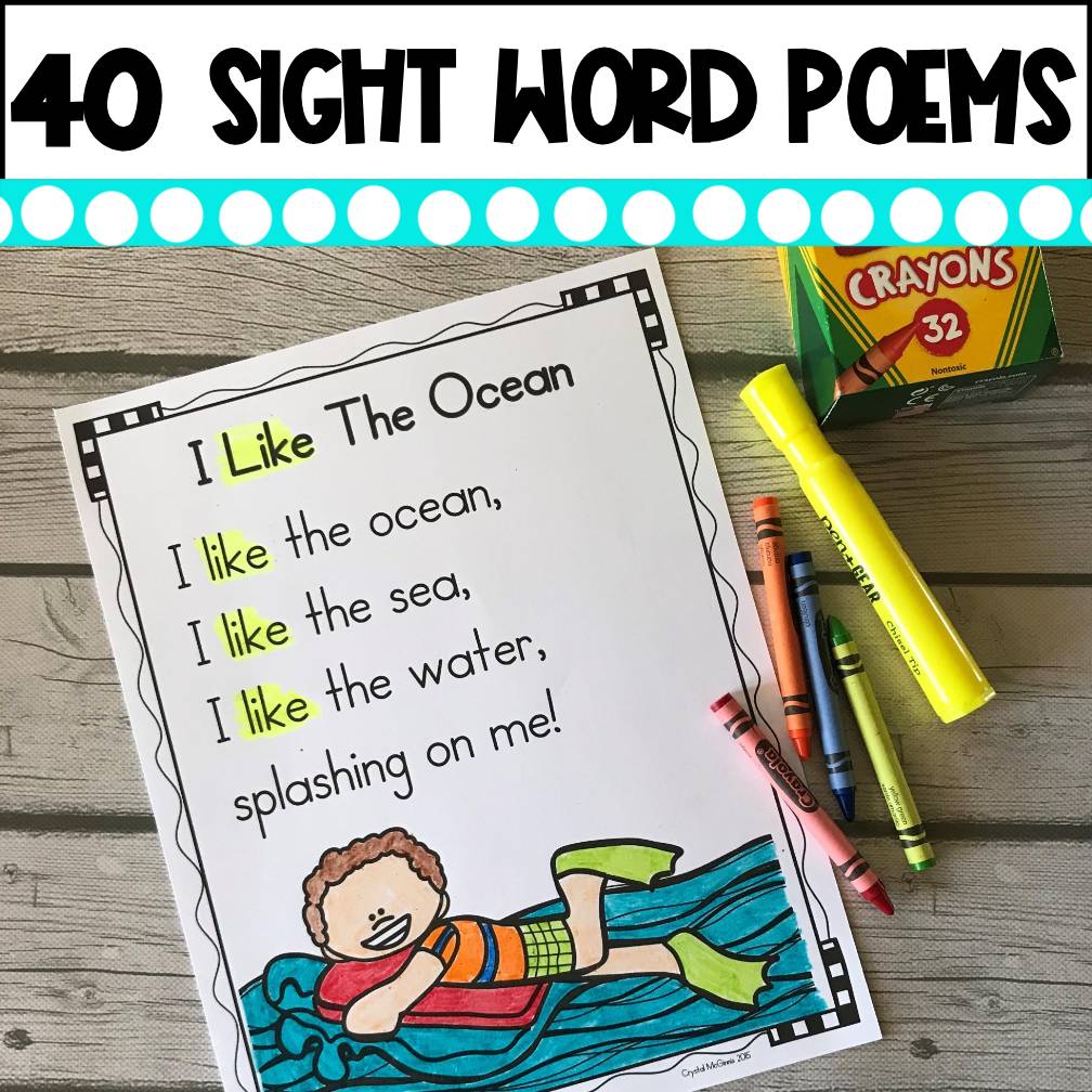 40 Sight Word Poems - Kindergarten Poetry Shared Reading - Sight Word Practice