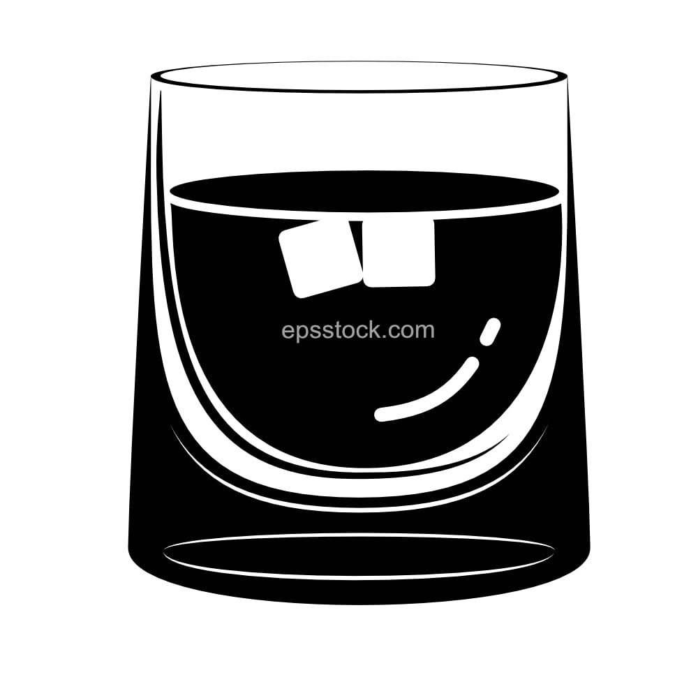 Glass with whiskey and ice
