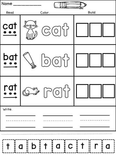 CVC Words Cut and Paste Worksheets for Kindergarten Morning Work