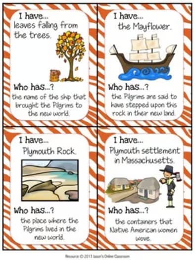 Thanksgiving I Have, Who Has Game | Easy-Prep Thanksgiving Game Class Activity