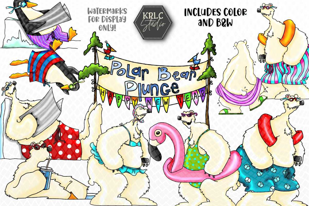 Polar Bear Plunge Clipart - KRLC Studio