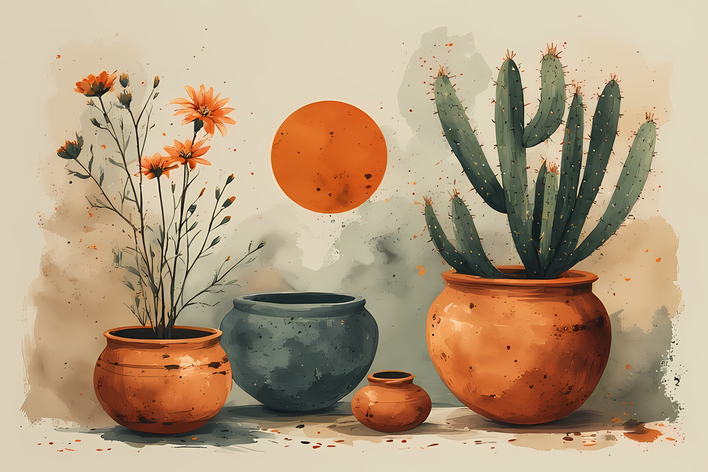 Southwestern Cactus Watercolor Prints | Succulent & Clay Pot Collection. Bring a touch of desert charm into your creative projects with this watercolor cactus art bundle. Each design features hand-painted cacti and succulents in rustic clay pots, accented