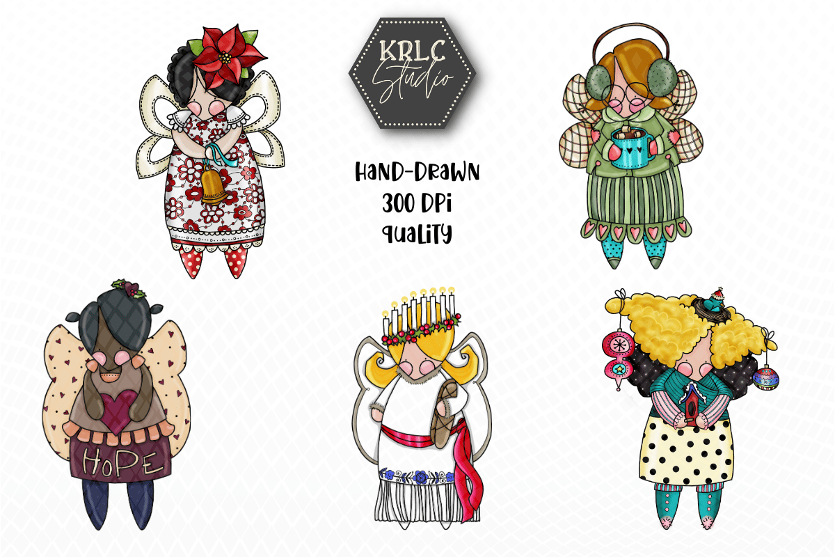 Christmas Angels Clipart - KRLC Studio