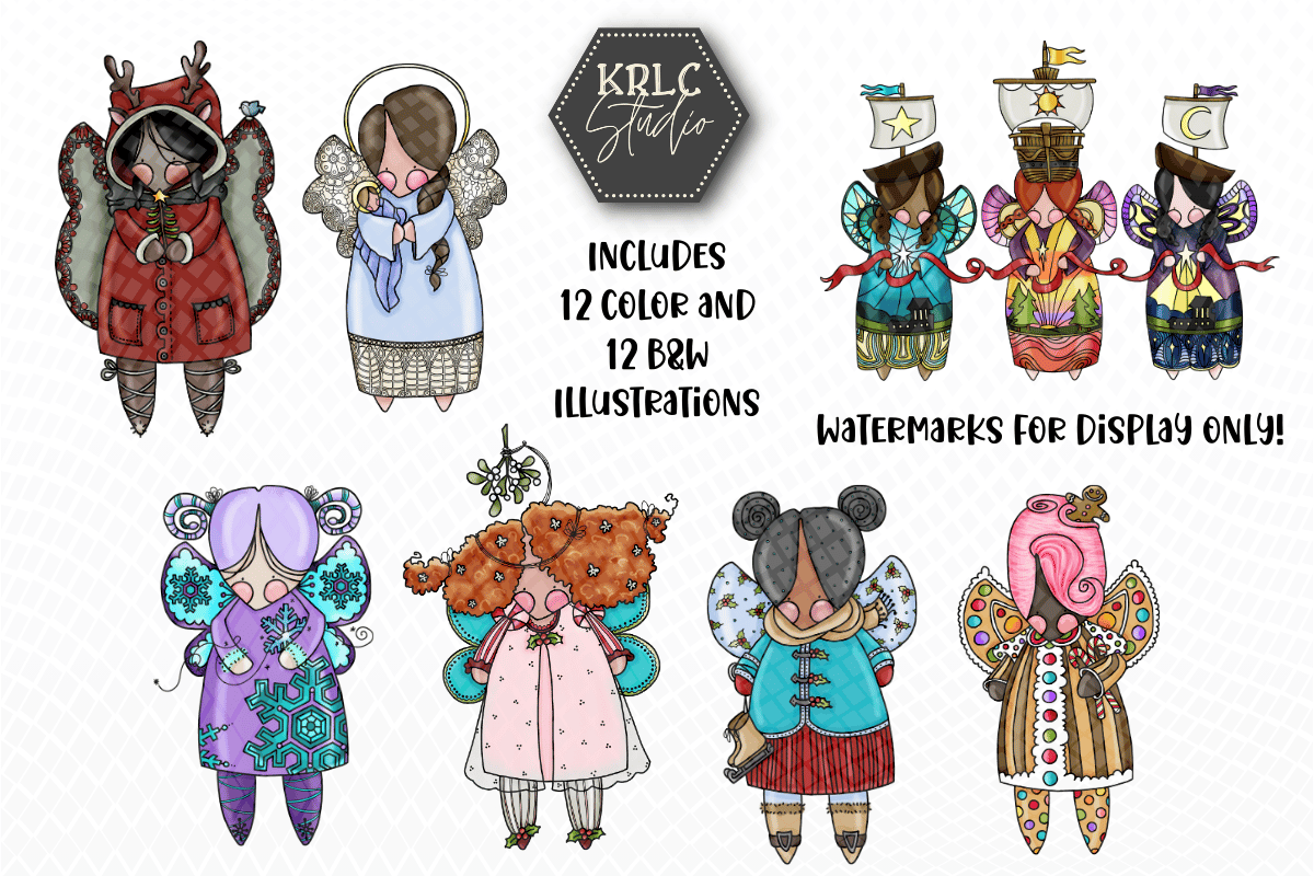 Christmas Angels Clipart - KRLC Studio