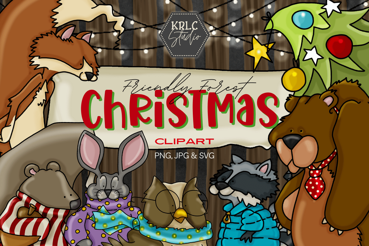 Friendly Forest Christmas Clipart - KRLC Studio Cover