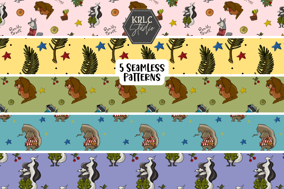 Friendly Forest Christmas Clipart - KRLC Studio