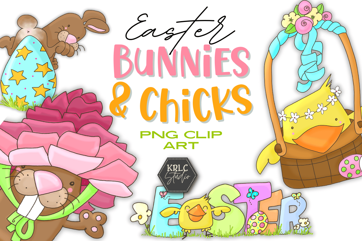 Easter Bunnies & Chick Clipart - KRLC Studio Cover