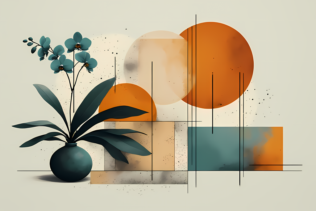 Geometric Floral Abstracts | Mid-Century Modern Botanical Digital Art Set. Bring timeless elegance into your creative projects with this mid-century modern abstract botanical art bundle. Each design combines geometric shapes with minimalist floral element