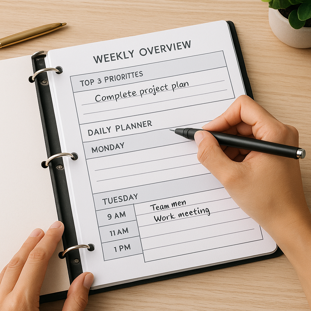 90-Day Productivity Planner Printable (Undated) • Daily Time-Blocking 6am–10pm • Weekly Goals & KPIs • Monthly Reviews • US Letter PDF