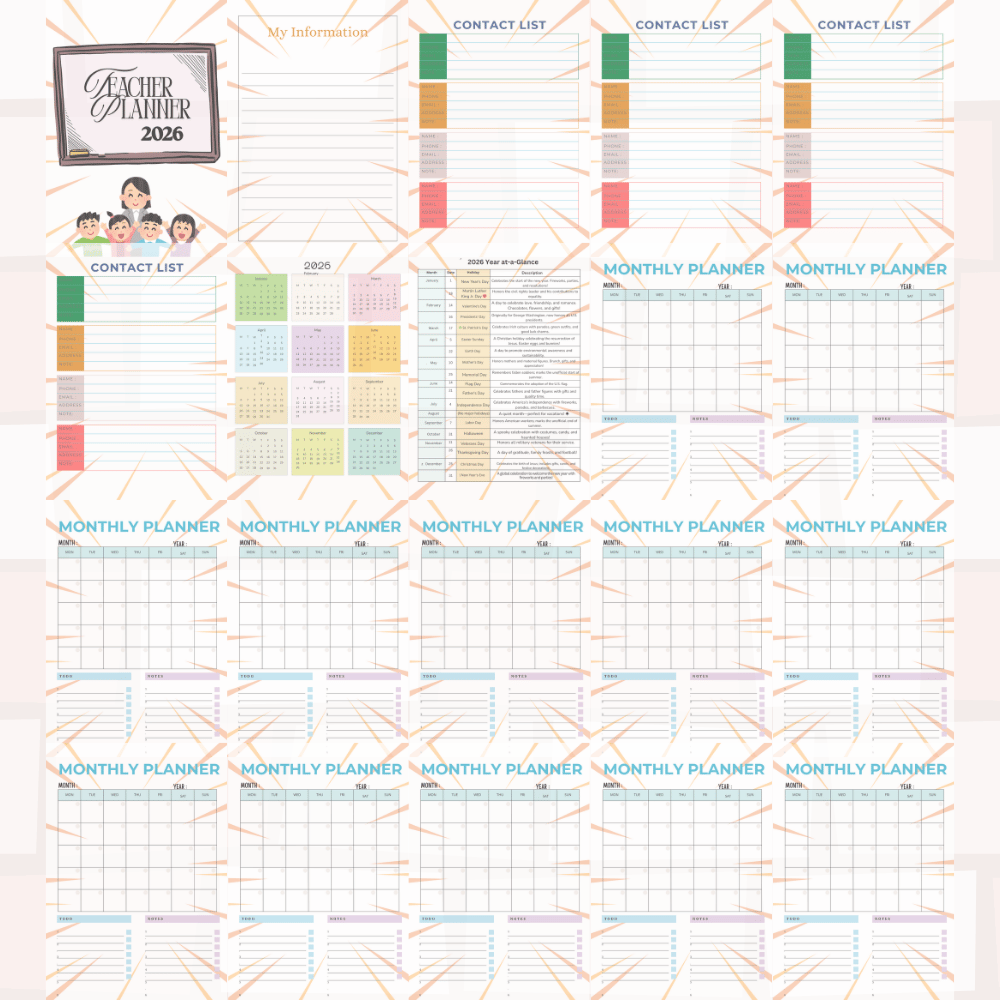 2026 Editable Teacher Planner PDF | Digital Daily & Weekly Organizer ...
